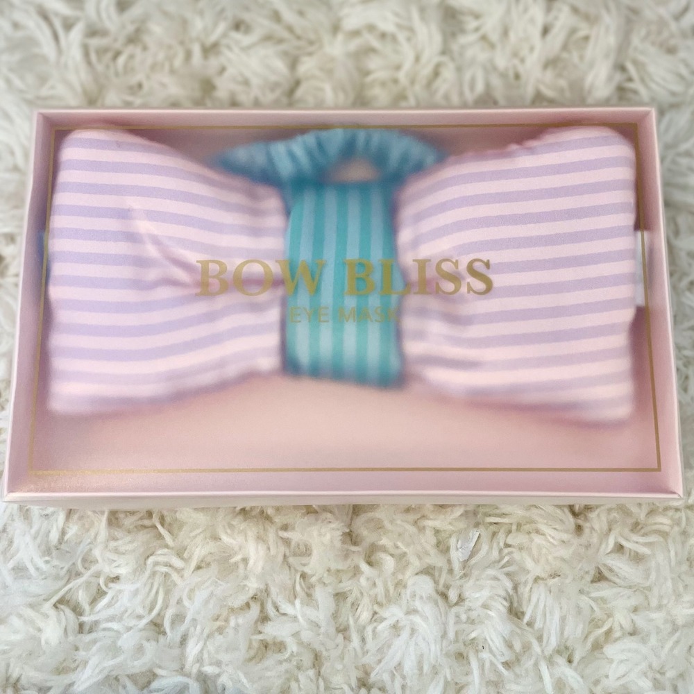 Bow Bliss Eye Mask Pink Purple Teal Striped Satin Bow Sleep Mask New in Box